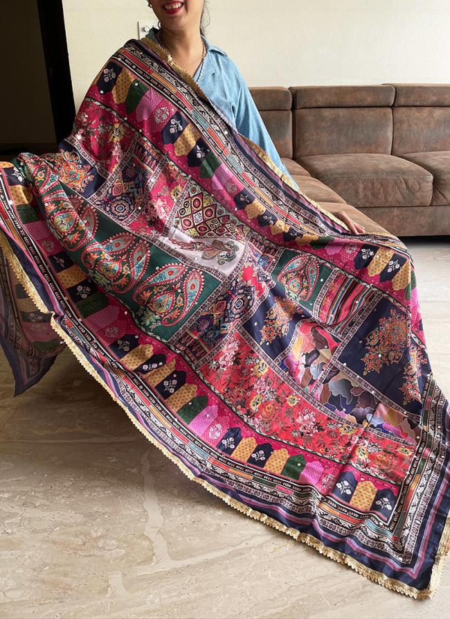 Chinnon Silk Multi Colour Festival Wear Mirror Work Pakistani Style Dupatta